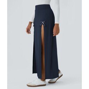 Halara High Waisted Decorative Buckle Split 2-in-1 Maxi Casual Skirt Sz Medium N
